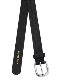 Weave pattern embossed black Women's Belt