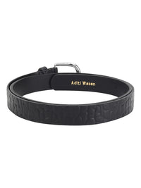 Genuine Leather Black Croc Pattern Embossed Women Belt