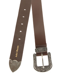 Genuine Leather Men Brown Cowboy Belt