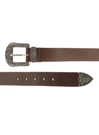 Genuine Leather Men Brown Cowboy Belt