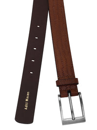 Weave pattern embossed brown belt