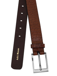 Croco embossed brown belt