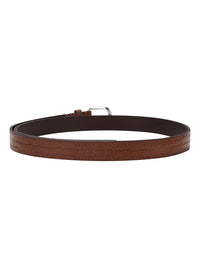 Weave pattern embossed brown Women's Belt