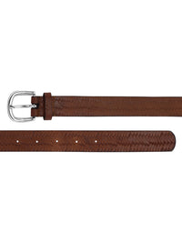 Weave pattern embossed brown Women's Belt
