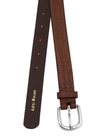 Weave pattern embossed brown Women's Belt