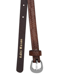 Weave pattern embossed dark brown Women's Belt