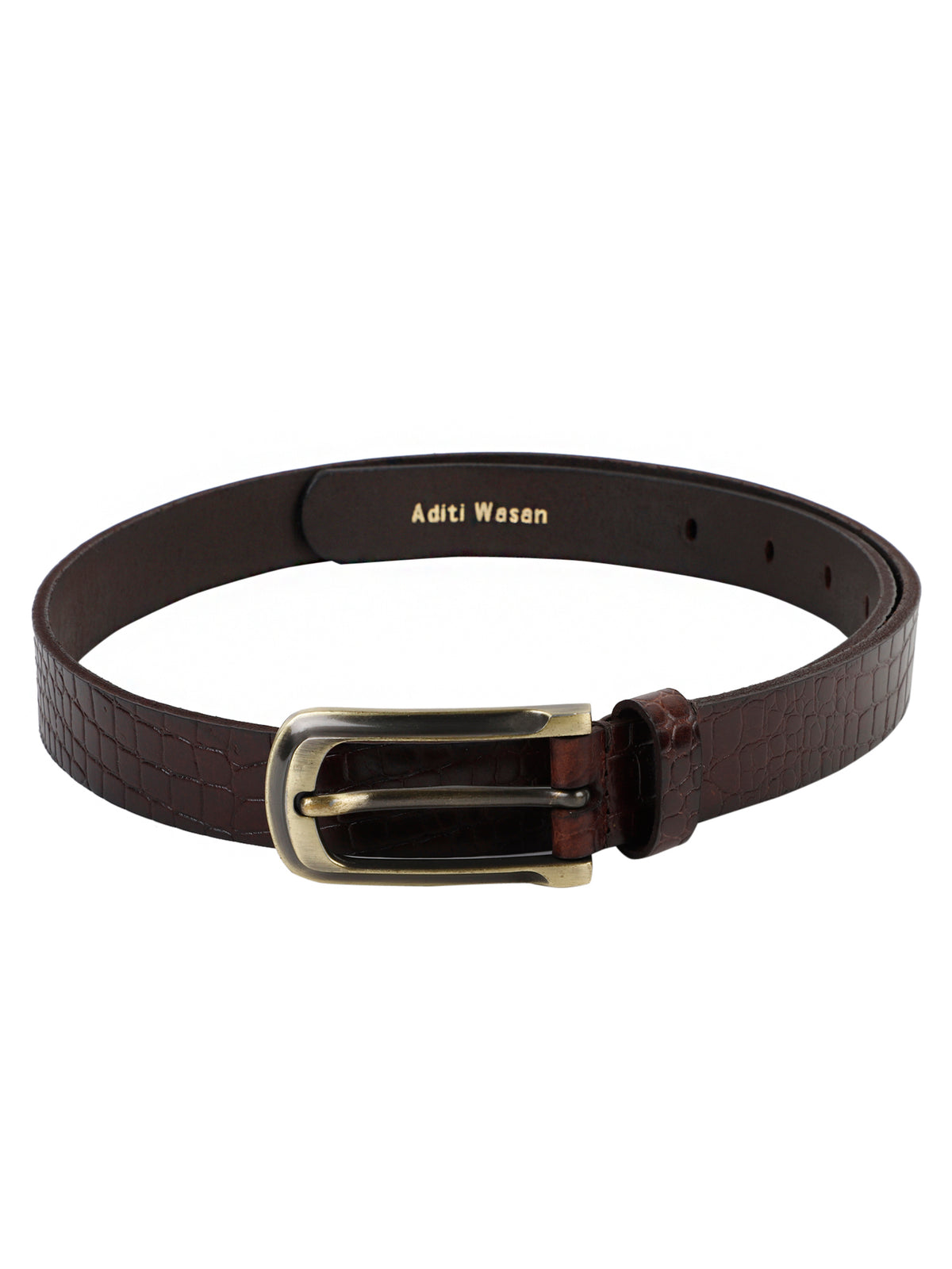 Brown Croco Embossed Women's Belt