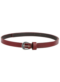 Women Casual Maroon Genuine Leather Belt