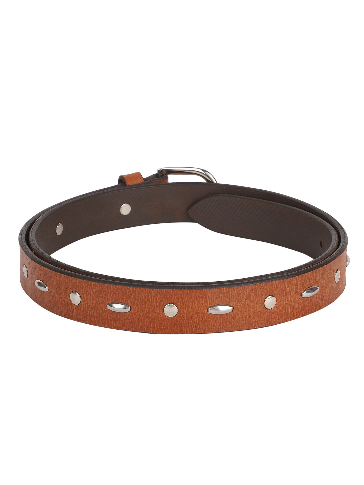 Cognac studded Women's Belt