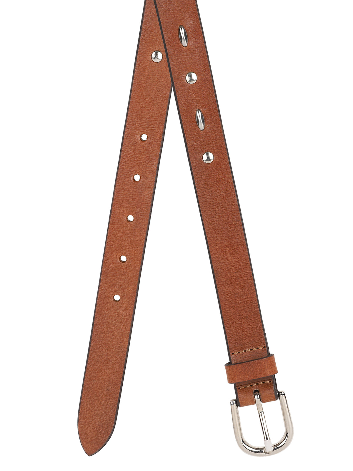 Cognac studded Women's Belt