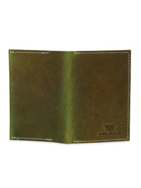 Genuine leather two-tone green cardholder