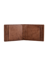 Brown Genuine Leather Pop-up Slim Wallet Card Holder