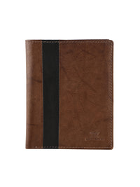 Genuine Leather Slim Wallet with 2 Main Compartments and 4 Card Holder Slots - Brown