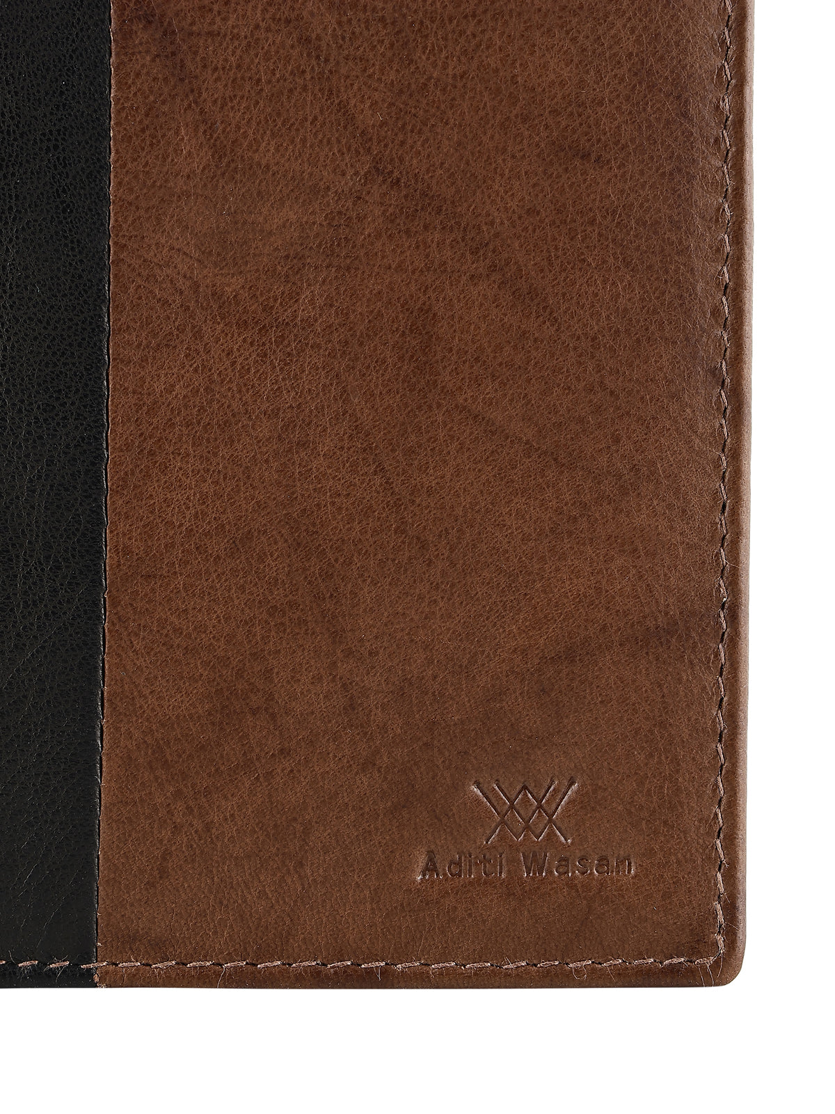 Genuine Leather Slim Wallet with 2 Main Compartments and 4 Card Holder Slots - Brown
