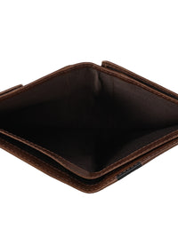 Genuine Leather Slim Wallet with 2 Main Compartments and 4 Card Holder Slots - Brown