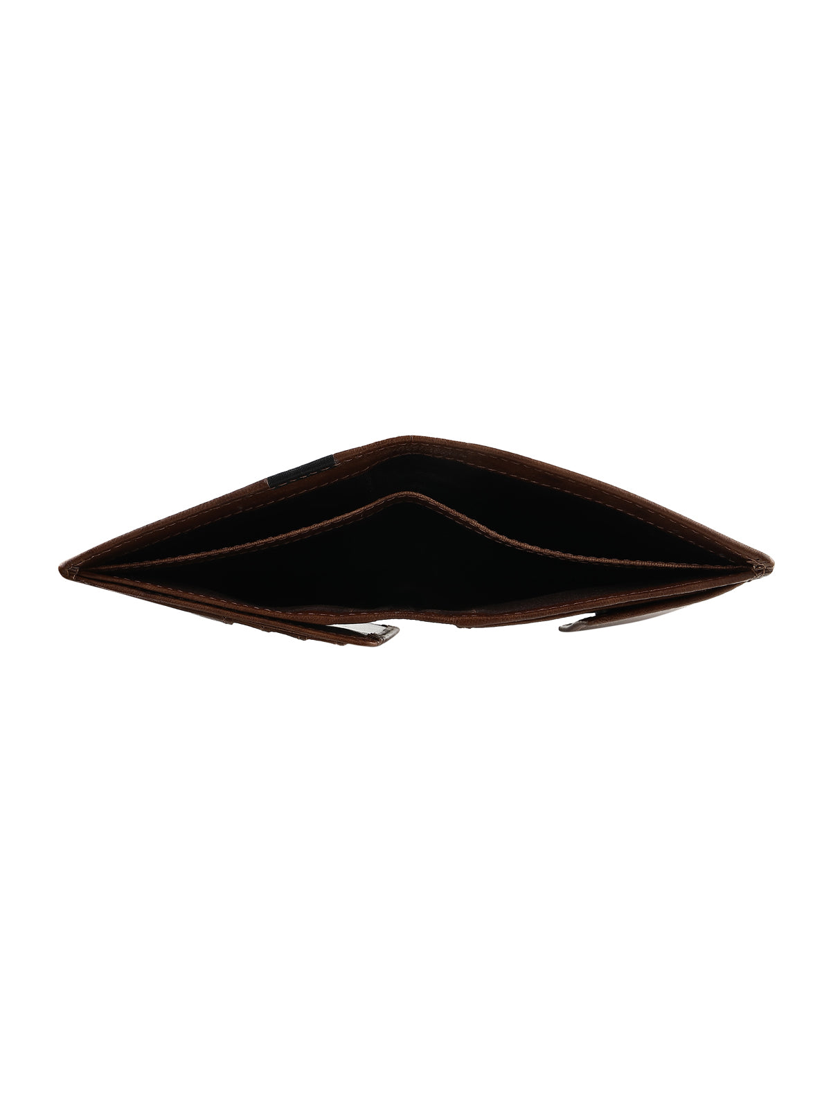 Genuine Leather Slim Wallet with 2 Main Compartments and 4 Card Holder Slots - Brown