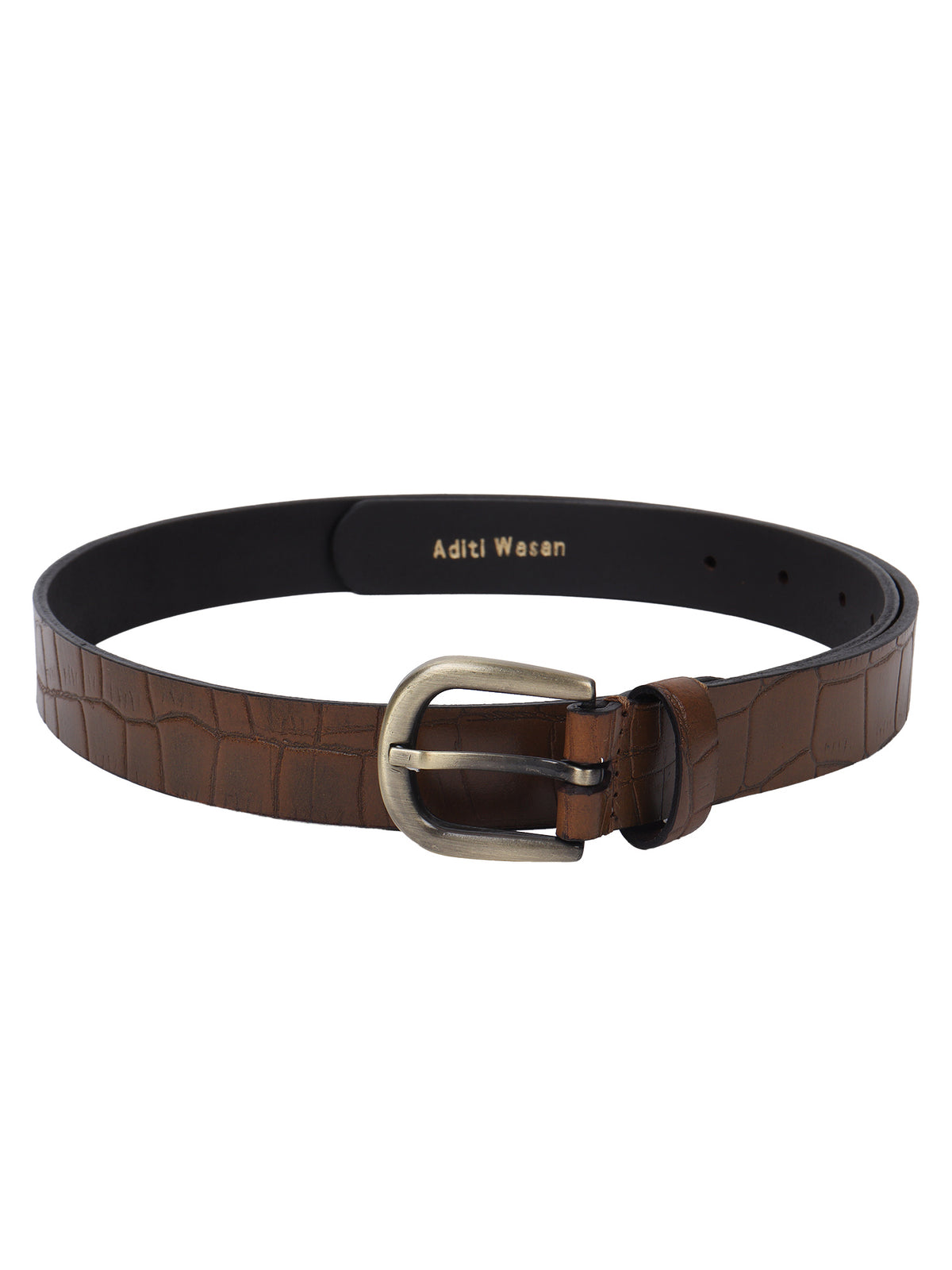 Croco embossed tan Women's Belt