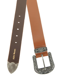 Genuine Leather Men Tan Cowboy Belt