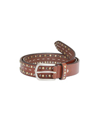 Brown Gold Decorative Stud Men's Belt