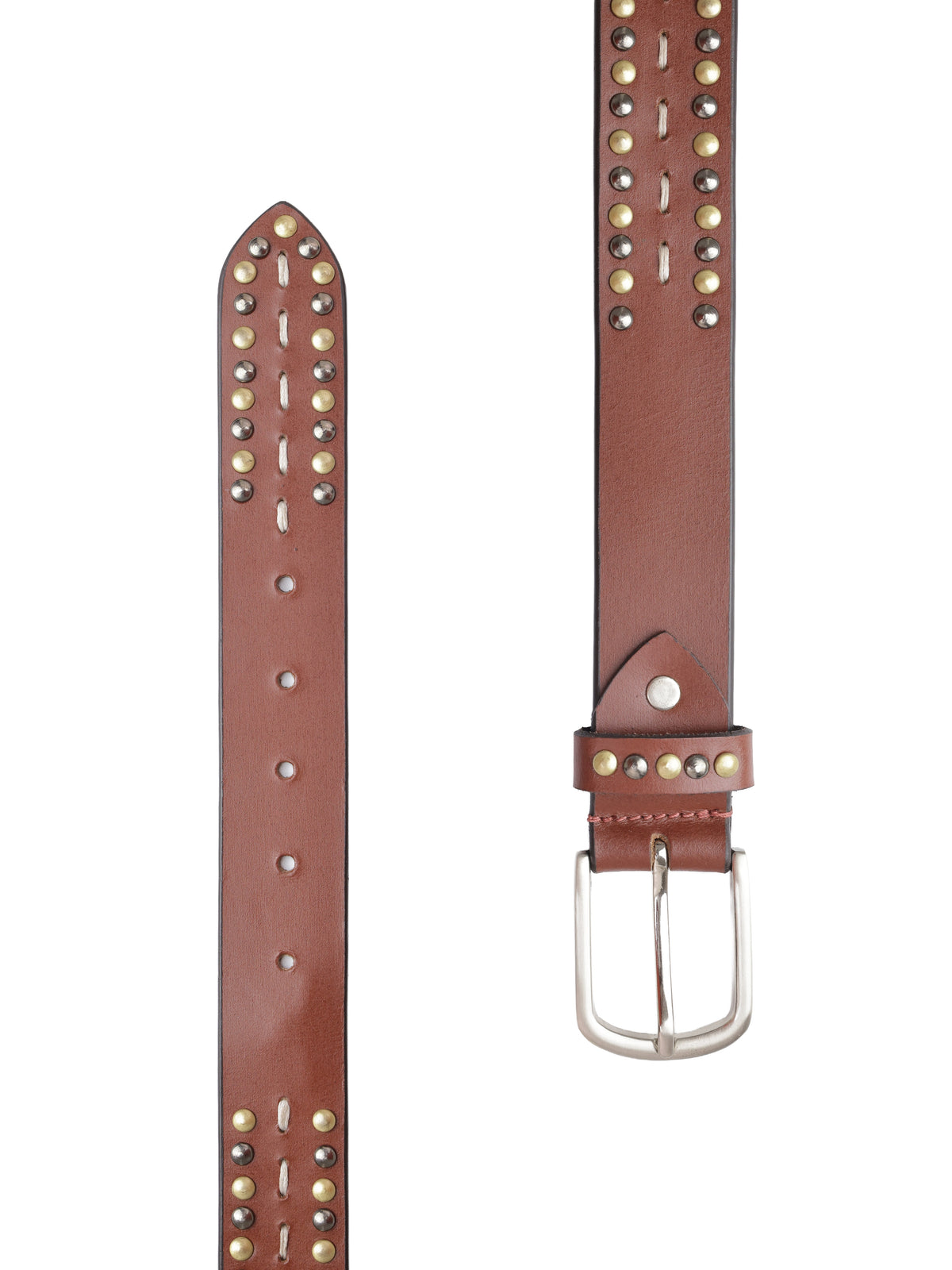 Brown Gold Decorative Stud Men's Belt