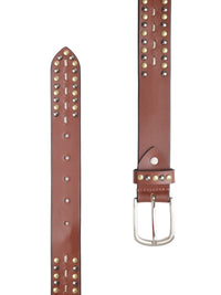Brown Gold Decorative Stud Men's Belt
