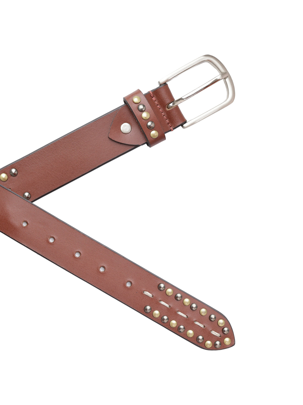 Brown Gold Decorative Stud Men's Belt