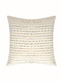 White cotton knit with multicolor yarn work cushion cover