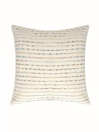 White cotton knit with multicolor yarn work cushion cover