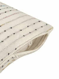 White cotton knit with multicolor yarn work cushion cover