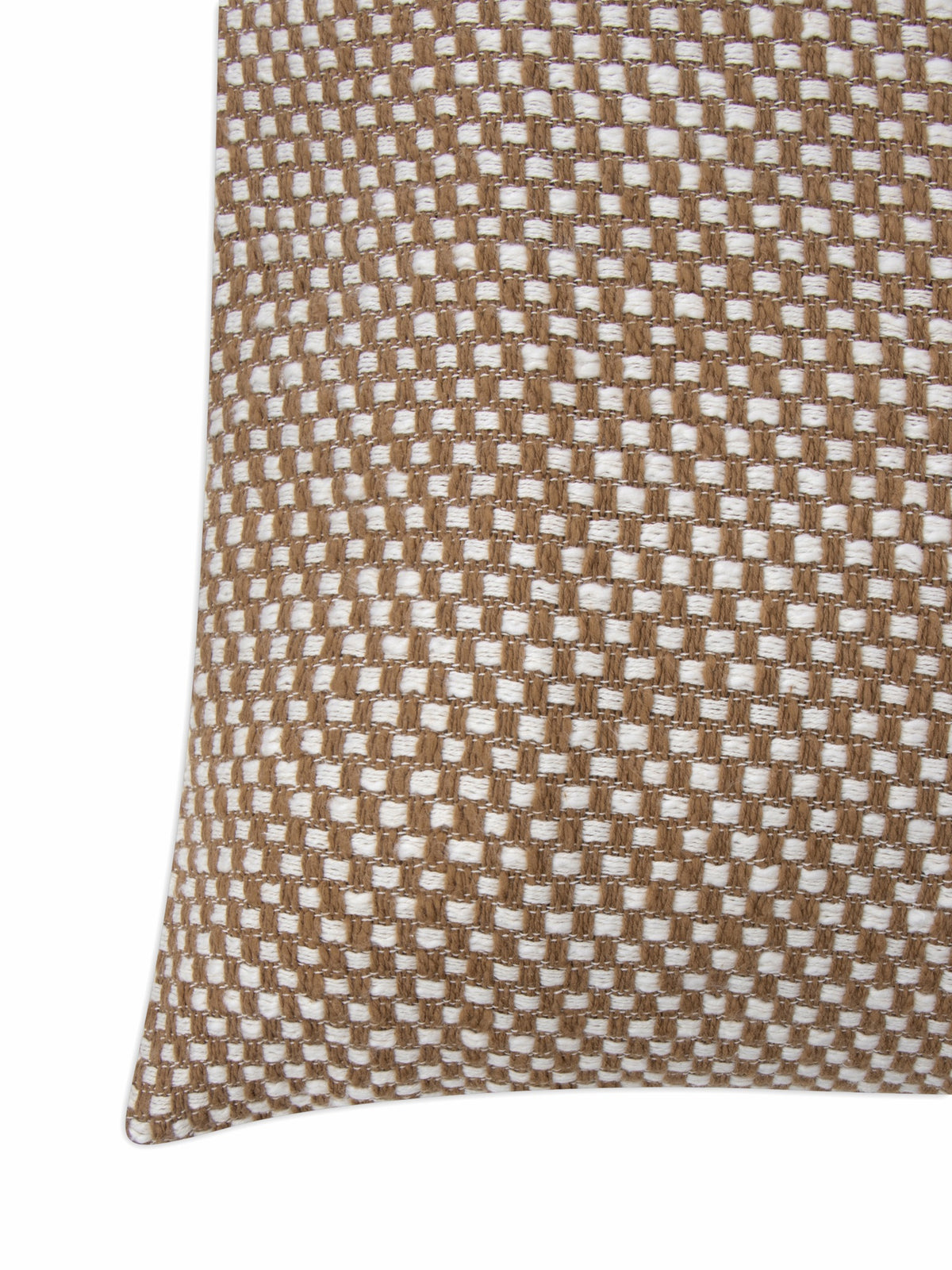 Brown cotton two tone basket weave pattern cushion cover
