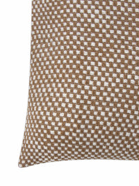 Brown cotton two tone basket weave pattern cushion cover