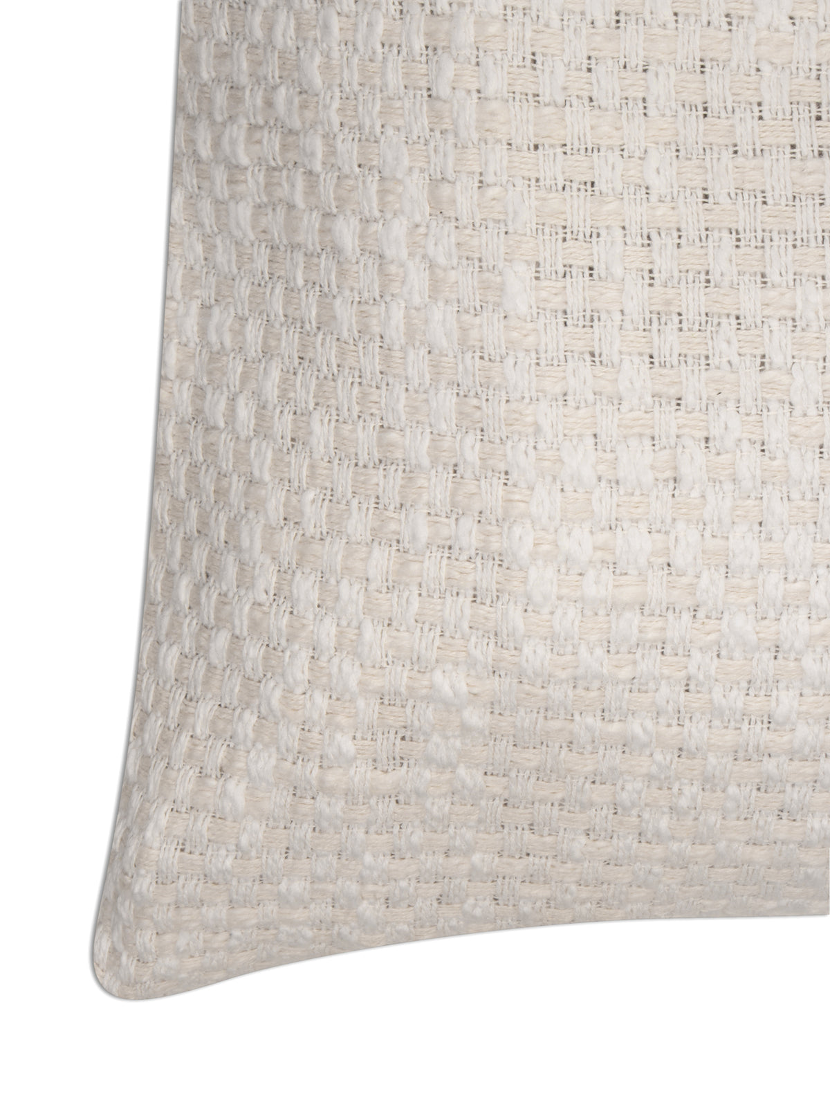 White cotton two tone basket weave pattern cushion cover