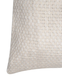 White cotton two tone basket weave pattern cushion cover