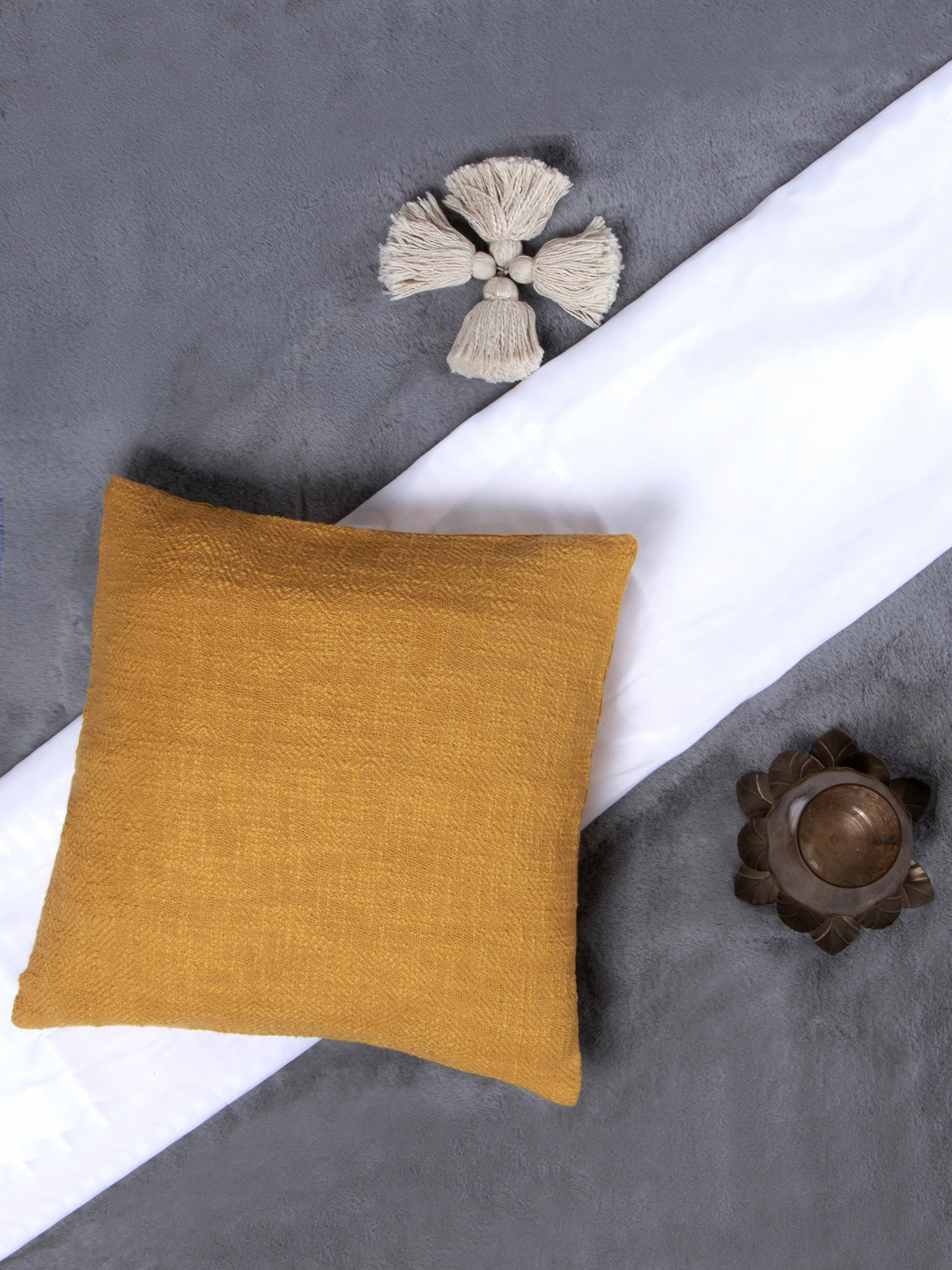 Tan Cotton slub cushion cover