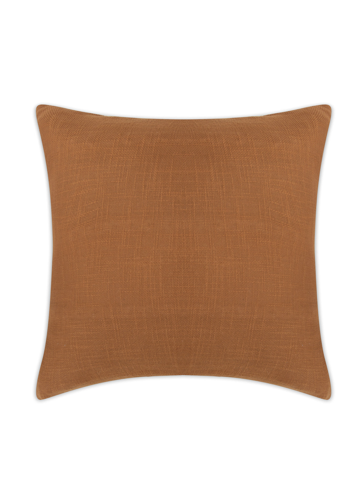 Brown Cotton slub cushion cover