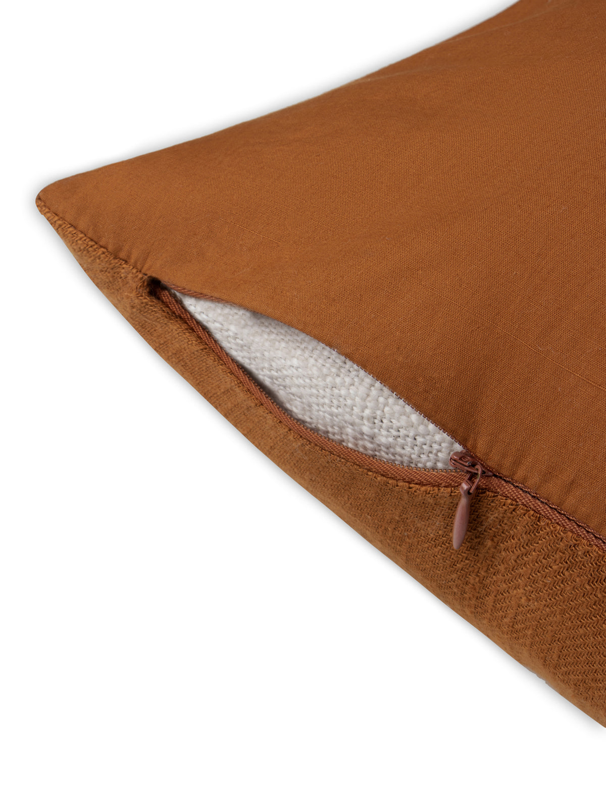 Brown Cotton slub cushion cover