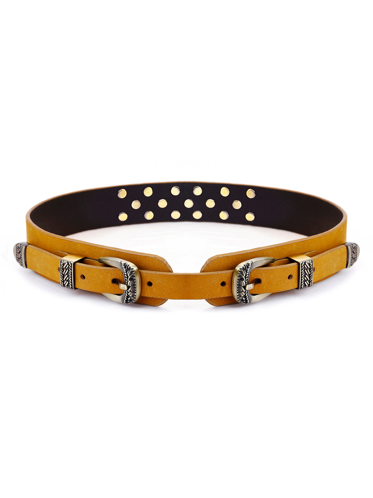 Aditi Wasan Genuine Leather Tan Studded western Dress Belt