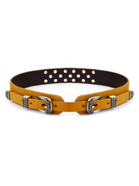 Aditi Wasan Genuine Leather Tan Studded western Dress Belt