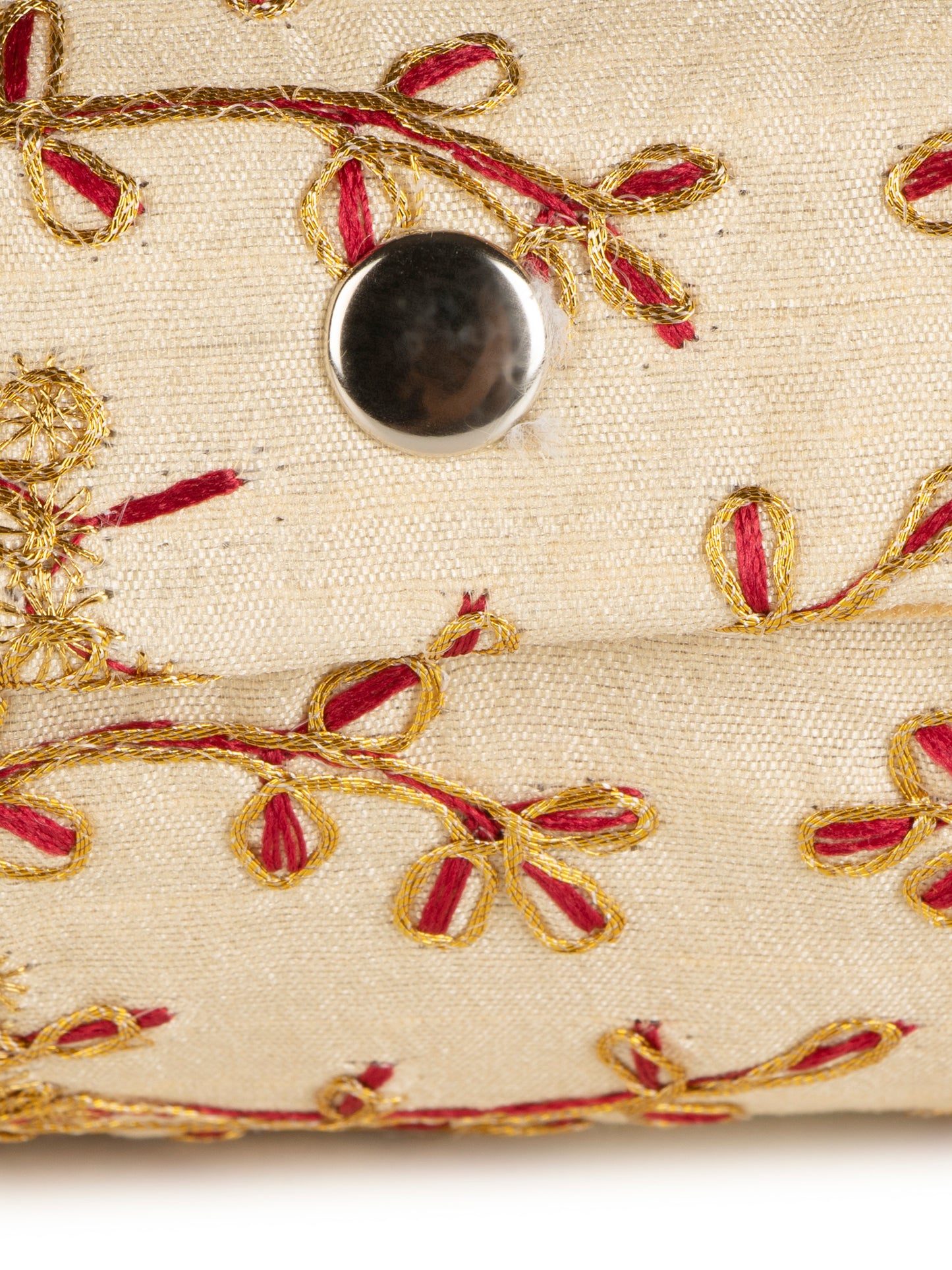 Beige golden zari embroidered bangle organizer box
