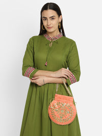 Peach zari embroidered potli for ladies