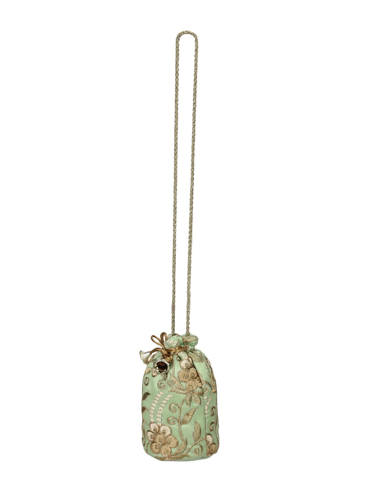 Light Green Potli Bag Golden Embroidery
