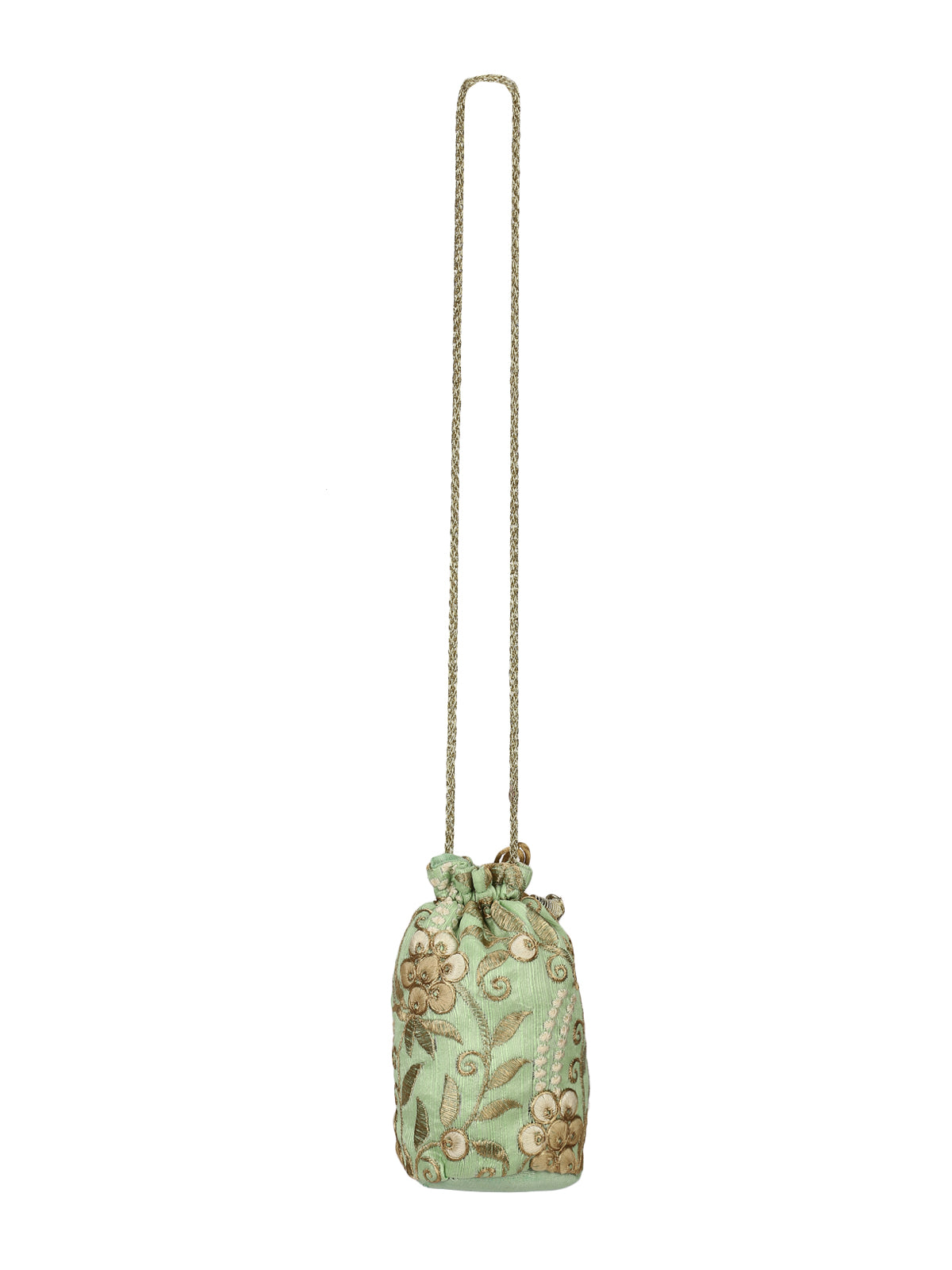 Light Green Potli Bag Golden Embroidery