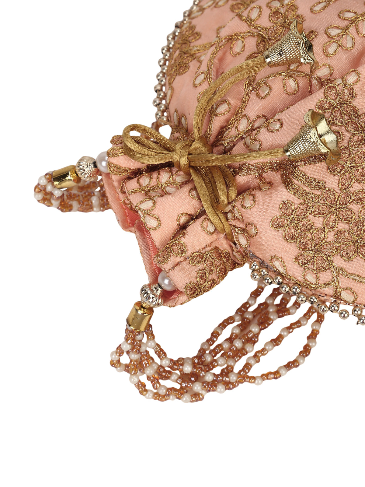 Beige Embroidered Potli Bag