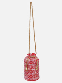 Peach Embroidered Potli For Wedding