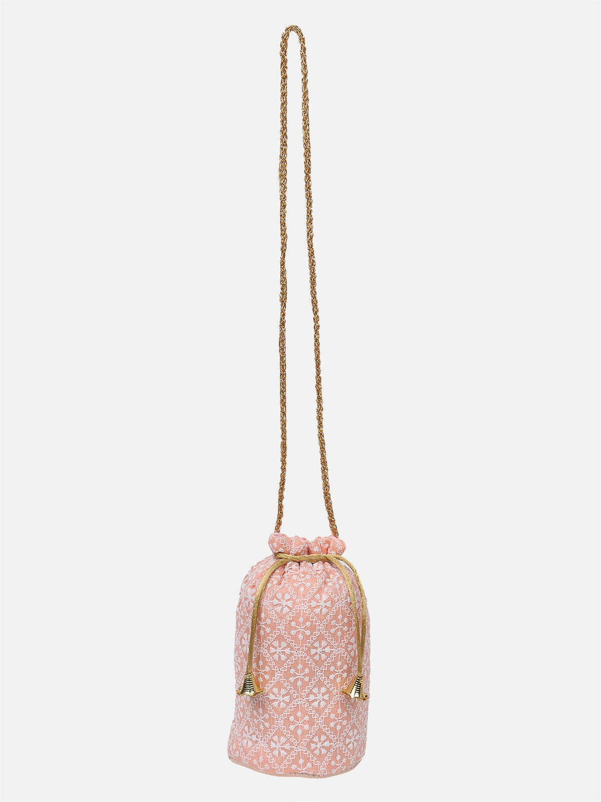 Peach Embroidered Potli For Wedding