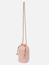 Peach Embroidered Potli For Wedding