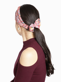 Pink Color Printed Headband and Scrunchy