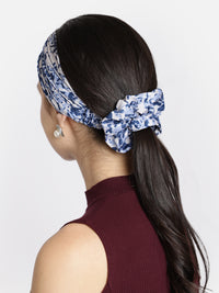 Off White Color Printed Headband and Scrunchy