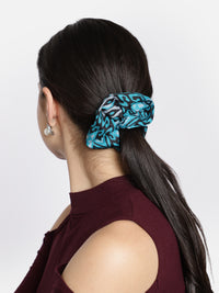 Blue Color Printed Headband and Scrunchy