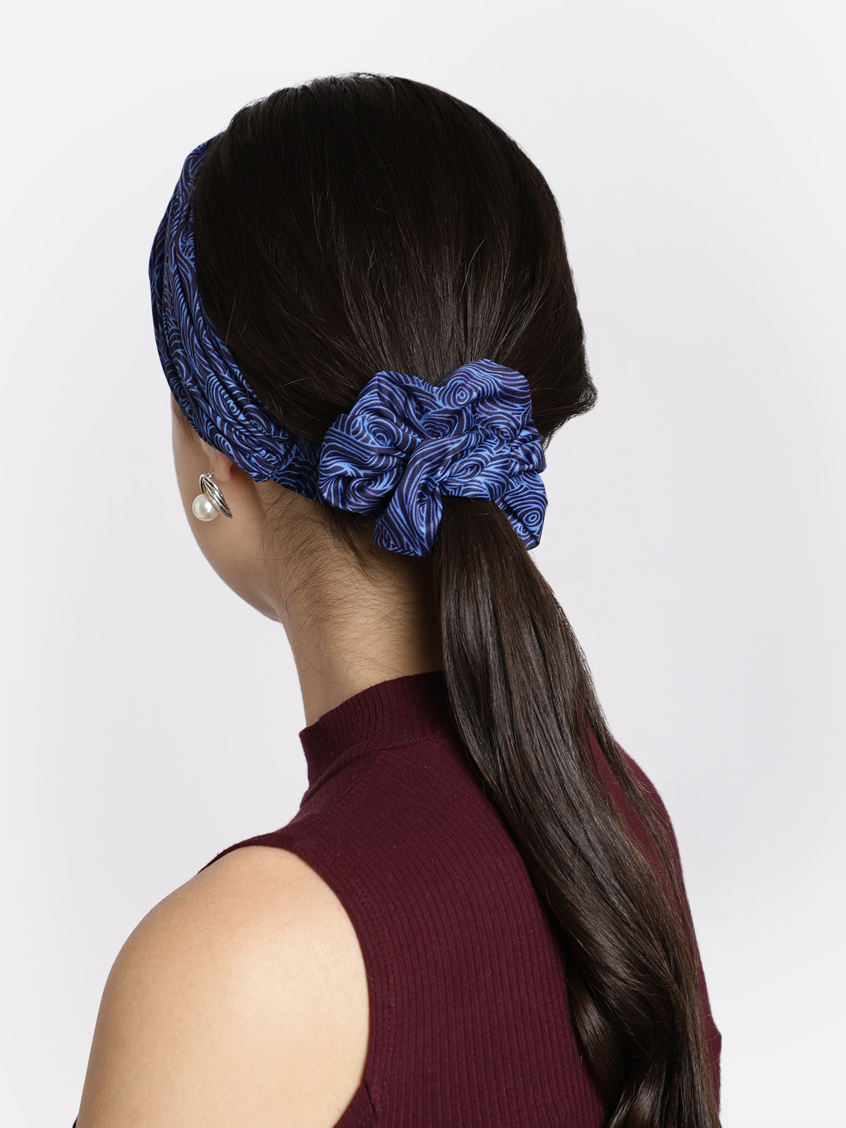 Blue Headband and Scrunchy Combo Set